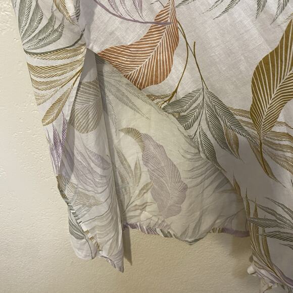 TAHARI Kimono Top Beach Cover Up Open Front Tropical Resort Linen Blend One Size - Picture 4 of 5